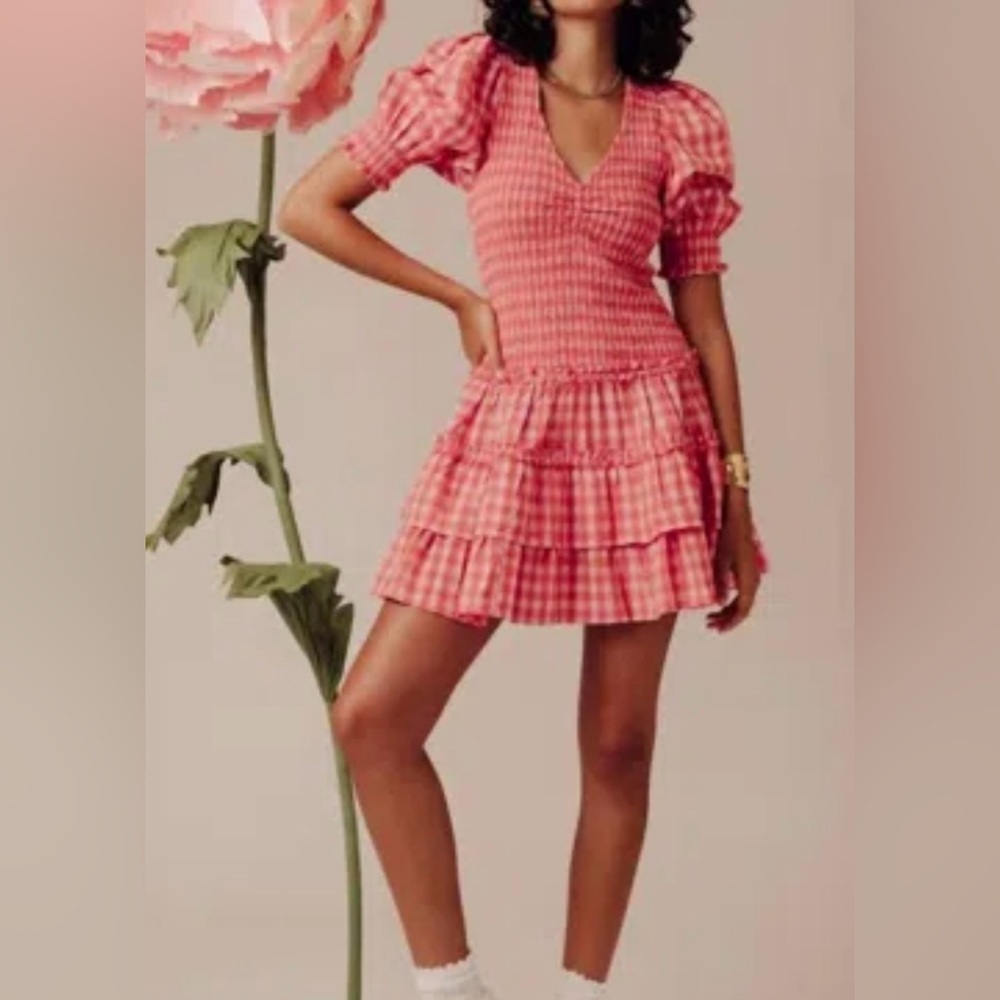 NWT love the label | Audrey Dress Kensington Gingham Pink red mini small